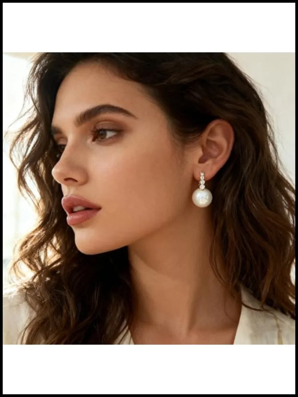 Women's Pearl Drop Earrings 18K Gold Plated Leverback Dangle Wedding Jewelry